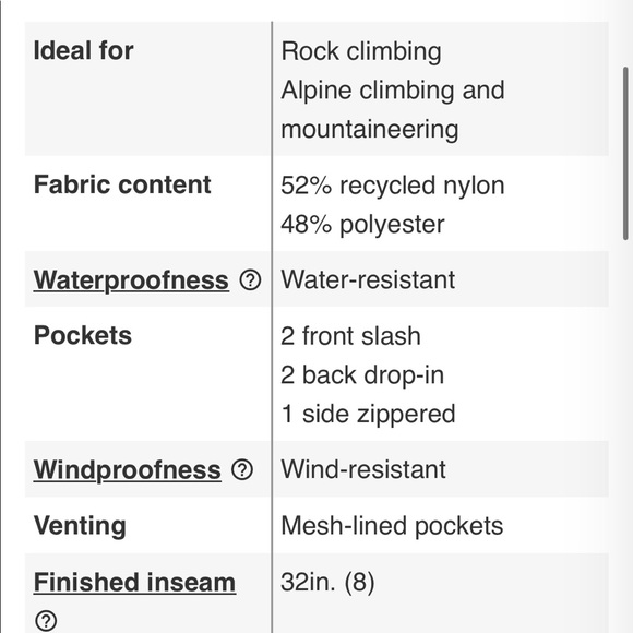 Patagonia rock pants size 8 feather grey - Picture 5 of 6